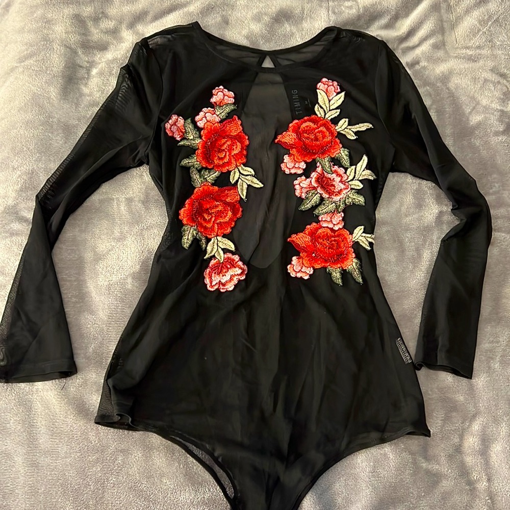 Floral mesh Bodysuit